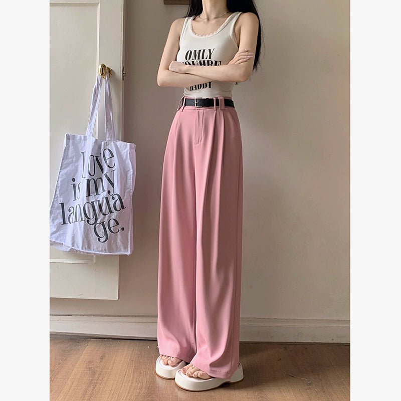 Pink Summer Sexy Loose Drooping Long Pants Suit