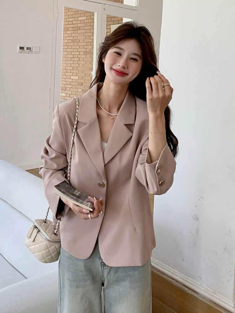 Leather Pink Elegant Youthful Short Casual Suit Jacket