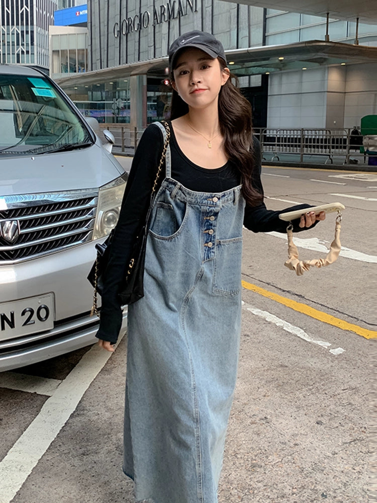 Best Selling Denim Suspender Skirt Women's Spring & Fall 2024 New Arrival Small Internet Celebrity Fried Street Korean Style Age-Reducing Suspender Dress