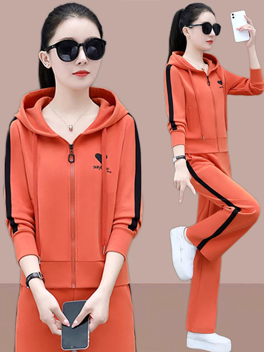 Fashion Hooded Cardigan Long Sleeves Loose Pants Sportswear