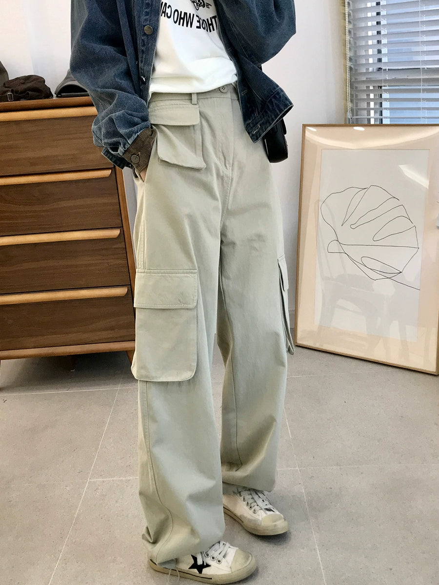 Trousers Japanese Style Spring Loose K-style High Waist Drawstring