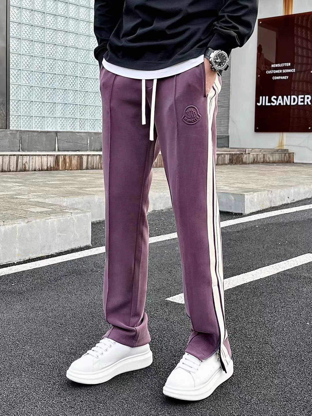 Mr. J Spring New Arrival Fashion Zipper Casual Pants Men's Mesh Red Fried Street Harem Pants Trendy Straight-leg Track Sweatpants