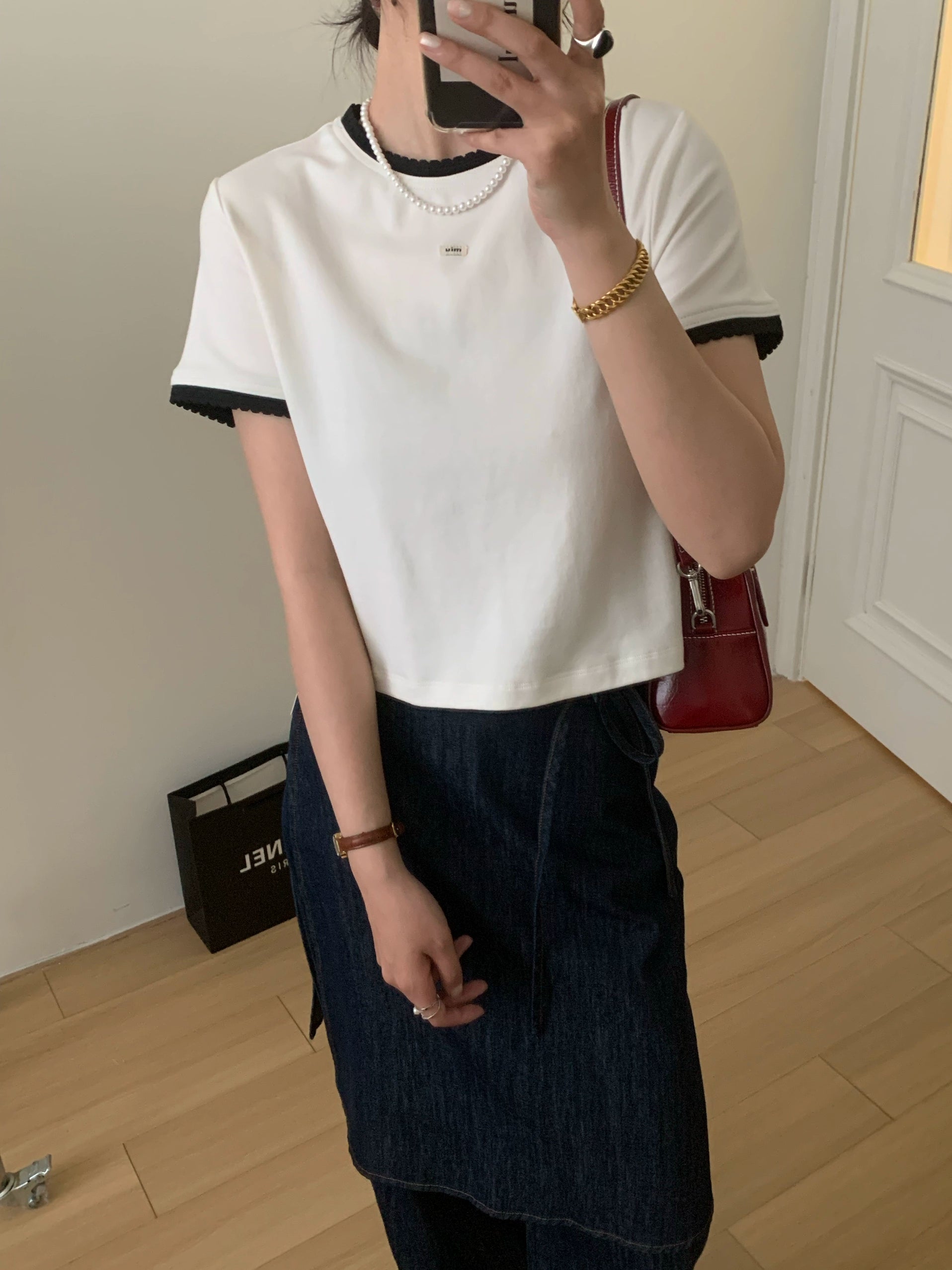 Han Xuan Lilian Short Sleeve Casual Easiest for Match Embroider T-shirt