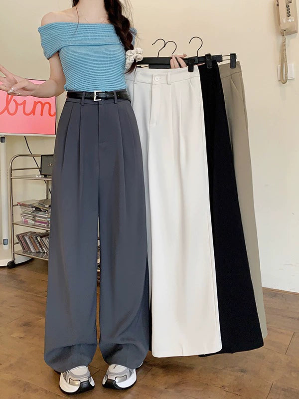 Lazy Spring and Summer Retro High Waist Casual Pants Suit