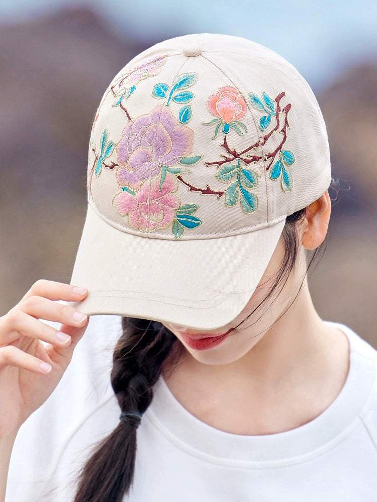 Flower Production National Style Heavy Industry Women's Sports Casual Peaked Cap