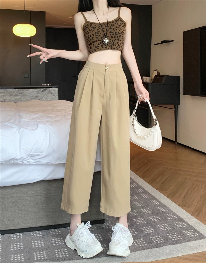 2024 Summer High Waist Loose Cropped Casual Pants