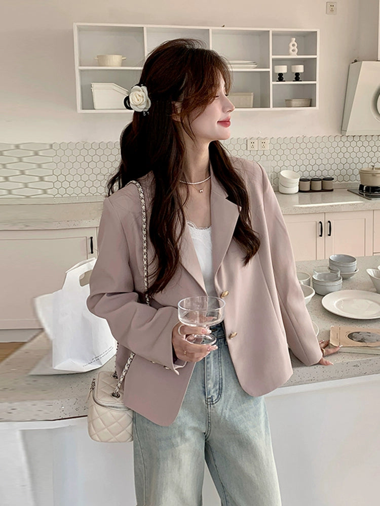 Leather Pink Elegant Youthful Short Casual Suit Jacket