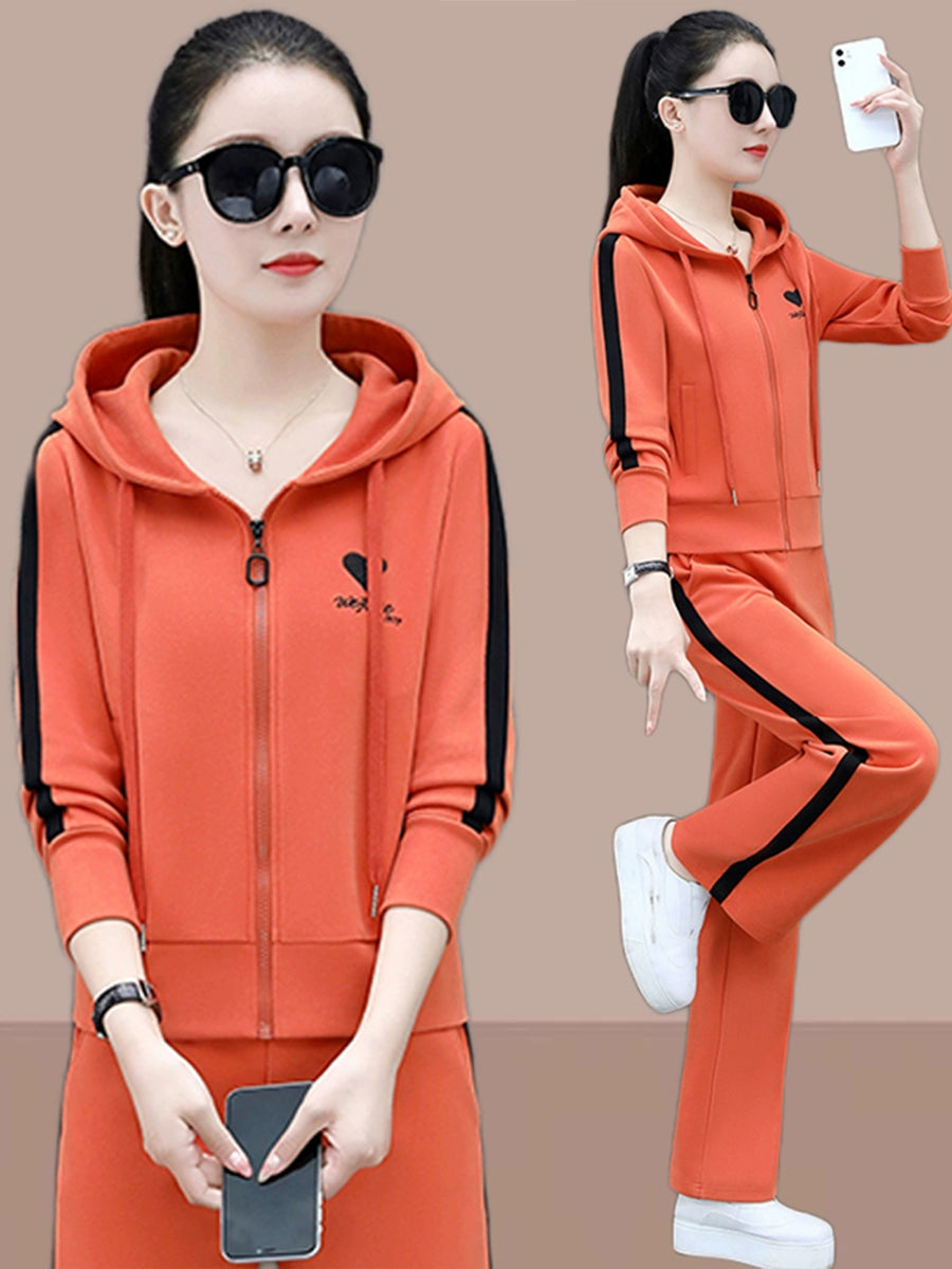 Sportswear Suit Women's Spring & Fall 2024 New Arrival Fashion Hooded Long Sleeve Cardigan Casual All-Match Wide Leg Pants Two-piece Set