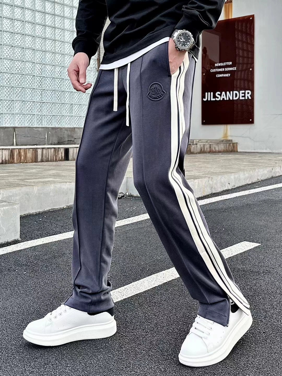 Mr. J Spring New Arrival Fashion Zipper Casual Pants Men's Mesh Red Fried Street Harem Pants Trendy Straight-leg Track Sweatpants