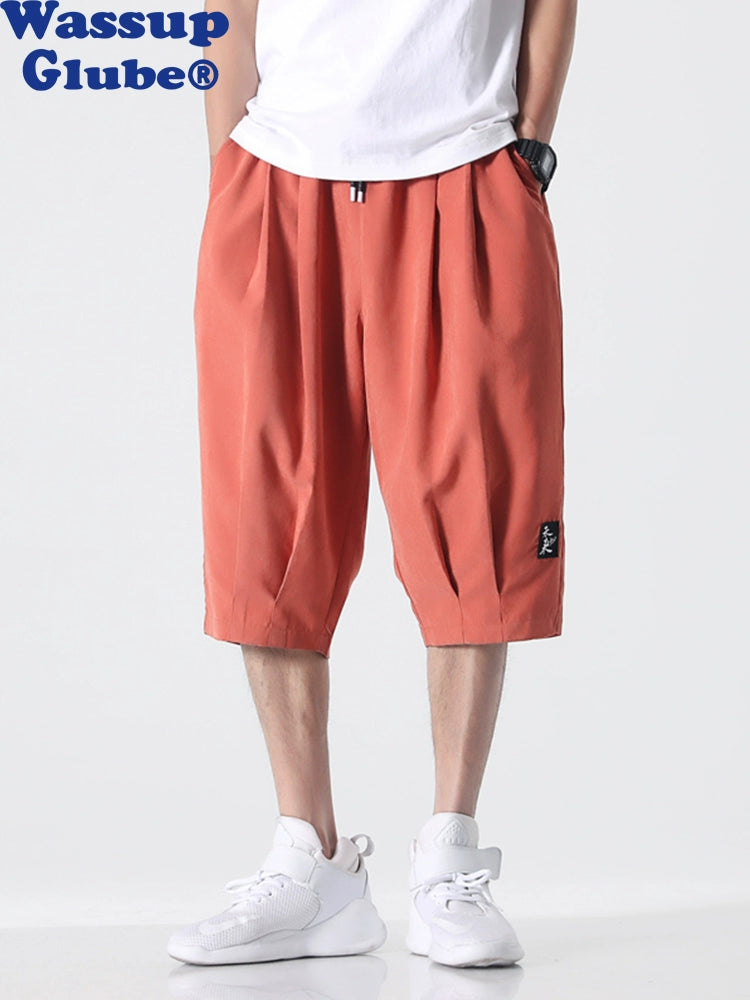 Wassupglube Men Shorts Summer over-the-Knee Cropped Pants Trendy Fashion Loose Straight-leg Sports Casual Pants