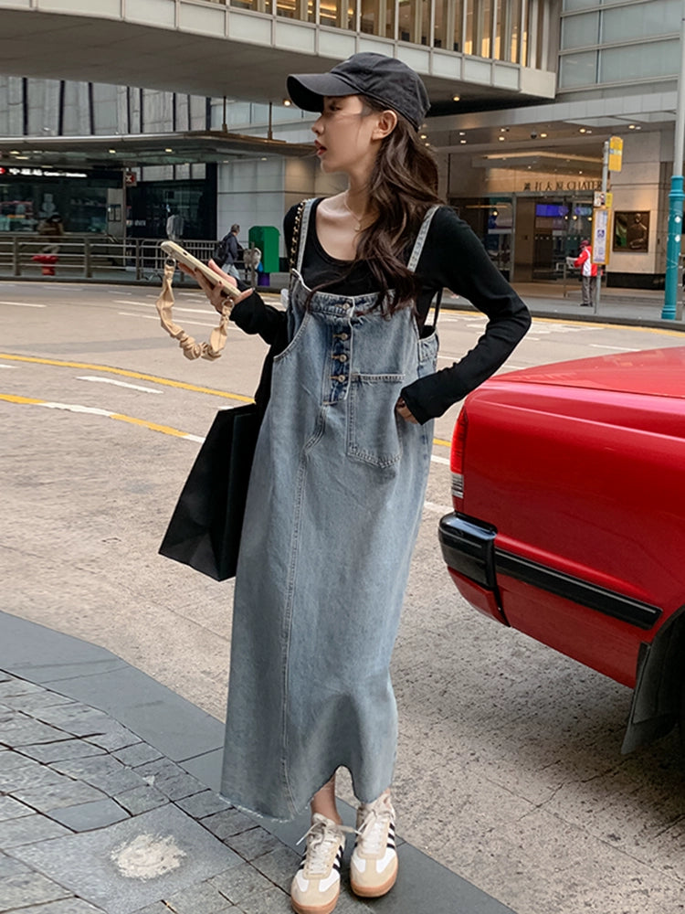 Best Selling Denim Suspender Skirt Women's Spring & Fall 2024 New Arrival Small Internet Celebrity Fried Street Korean Style Age-Reducing Suspender Dress