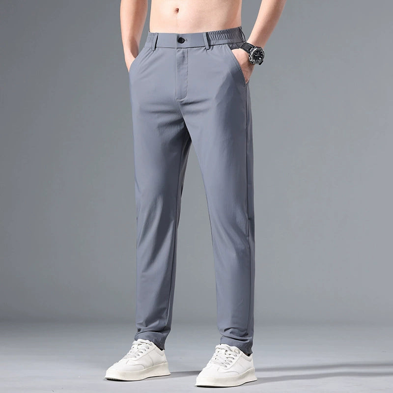 Jiumuwang Men's Pants Youth Casual Pants Men's Summer Easiest for Match Half Elastic Waist Quick-Dry Pants Sports Pants Slim-Fit Pants Men