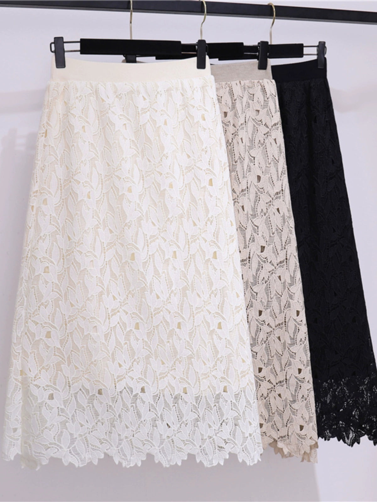 Woven Flower Lace High Waist Slim Looking Skirt Plus Size Women's Clothing Fat Mm2024 Spring and Summer New Arrival French Retro Cut Out