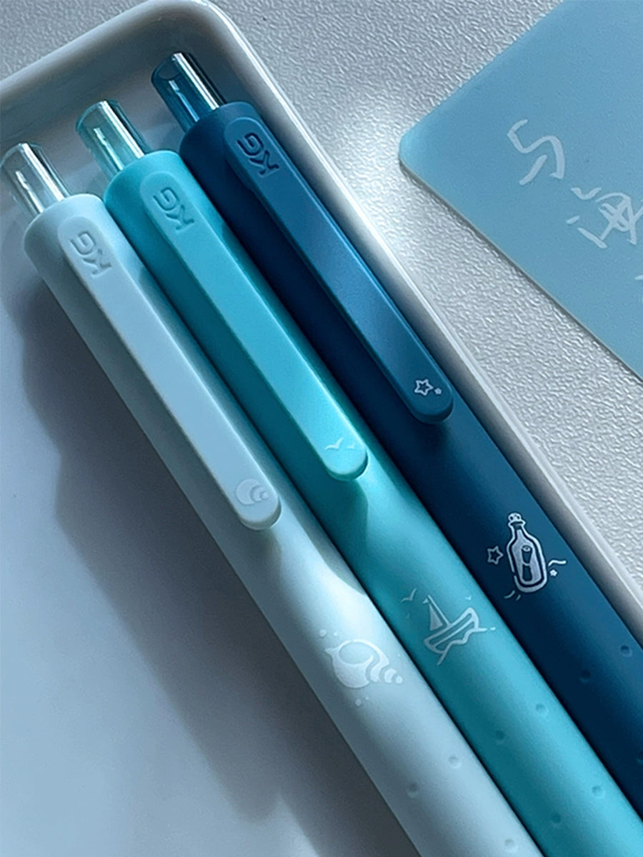 Kaco Cyanine Point New Arrival 3 Pack Push Type Gel Pen