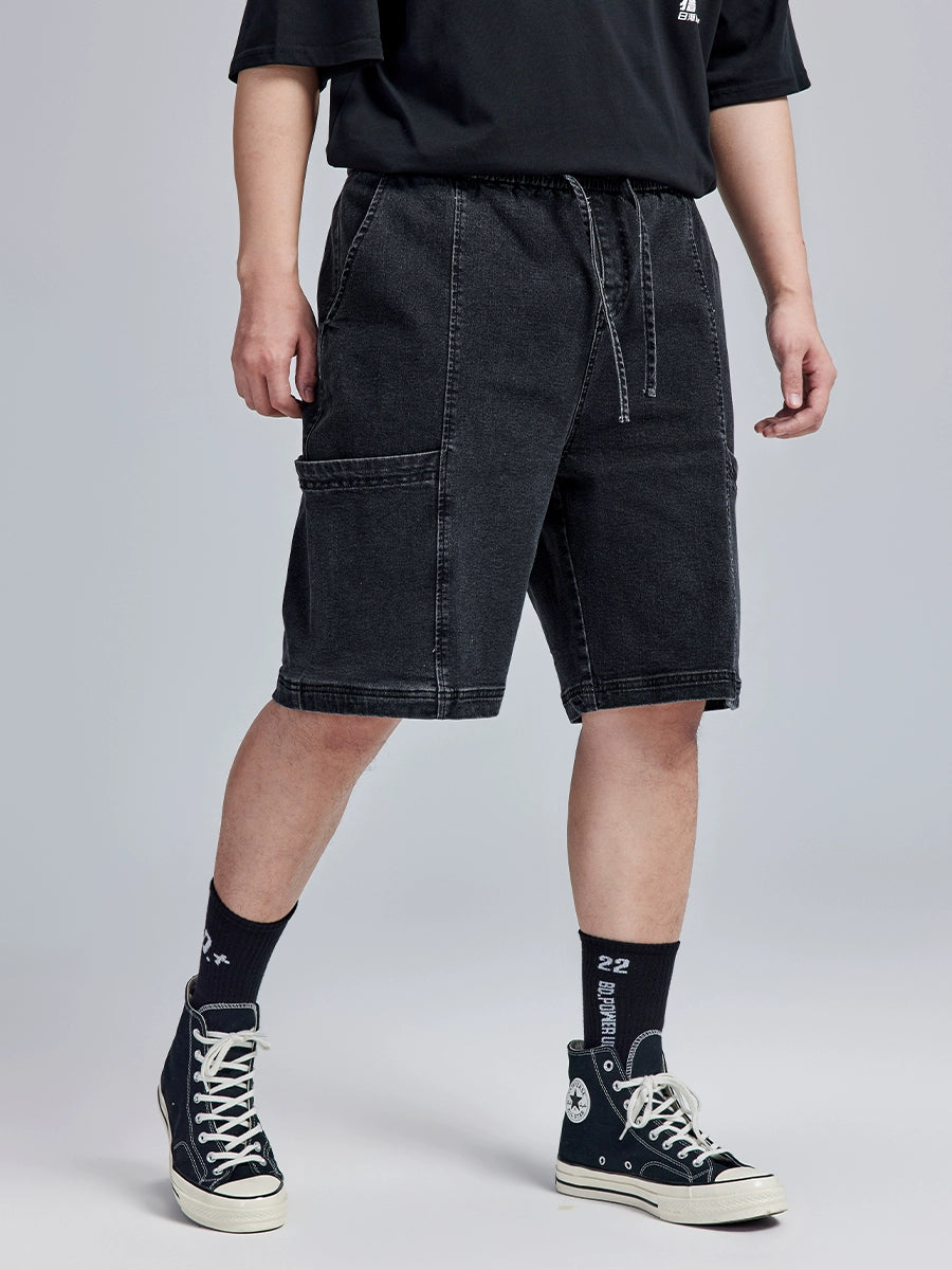 Black Loose Fashion Simple plus Size Men's Denim Shorts