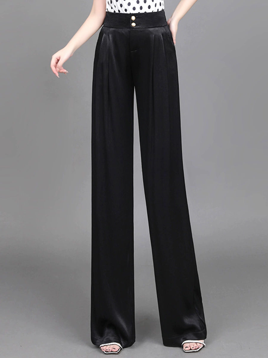 Loose Pants Women's Summer New Arrival 2024 Acetate Draping Anti-Wrinkle Silky Straight-Leg Pants High Waist Slim Looking Casual Pants Women