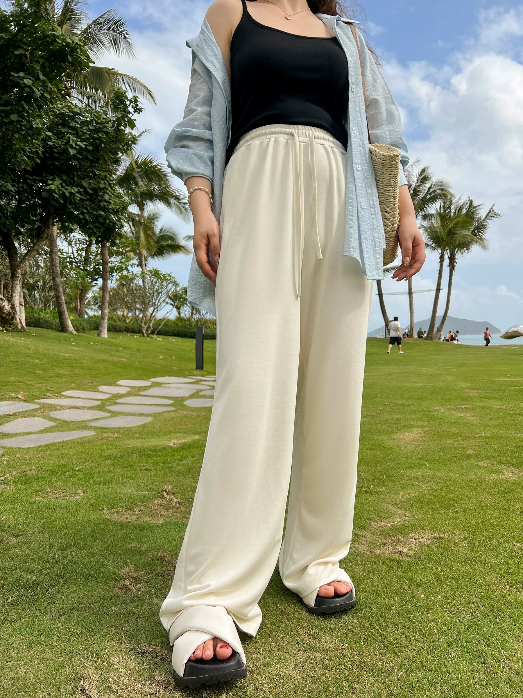 DM100 Covering Lazy High Waist Loose Pants