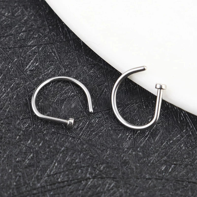 Punk Women Men Fake Piering Nose Ring Earrings Fashion Non Piercing Nose Clip Stainless Steel Perforation Septum Body Jewelry