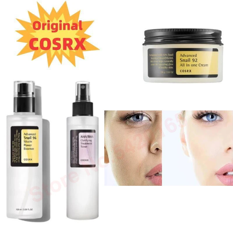 100% Original COSRX Snail Mucin 96% Power Repairing Essence + 92% Moisturizer Cream Advanced Snail Hyaluronic Acid Face Serum