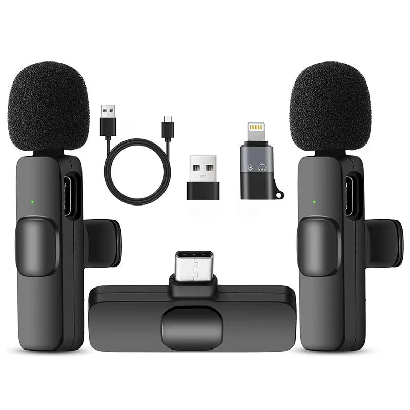 Mini Portable Wireless Tie Microphone Lavalier Mic For Iphone Android MobilePhone Interview Recording Live Vlog Broadcast Gaming