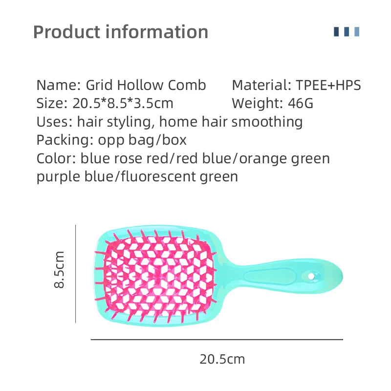 janeke hair brush Scalp Massage unbrush detangling hair brush mini Hairbrush Dry Wet Hollow Comb Salon DIY hair styling Tools