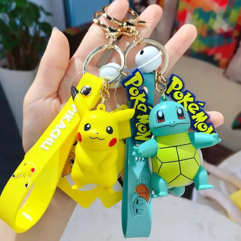 Anime Action Figure Pikachu Psyduck Charmander Snorlax Squirtle Bag Keyring Pendant Birthday Gifts Anime llaveros Keychain