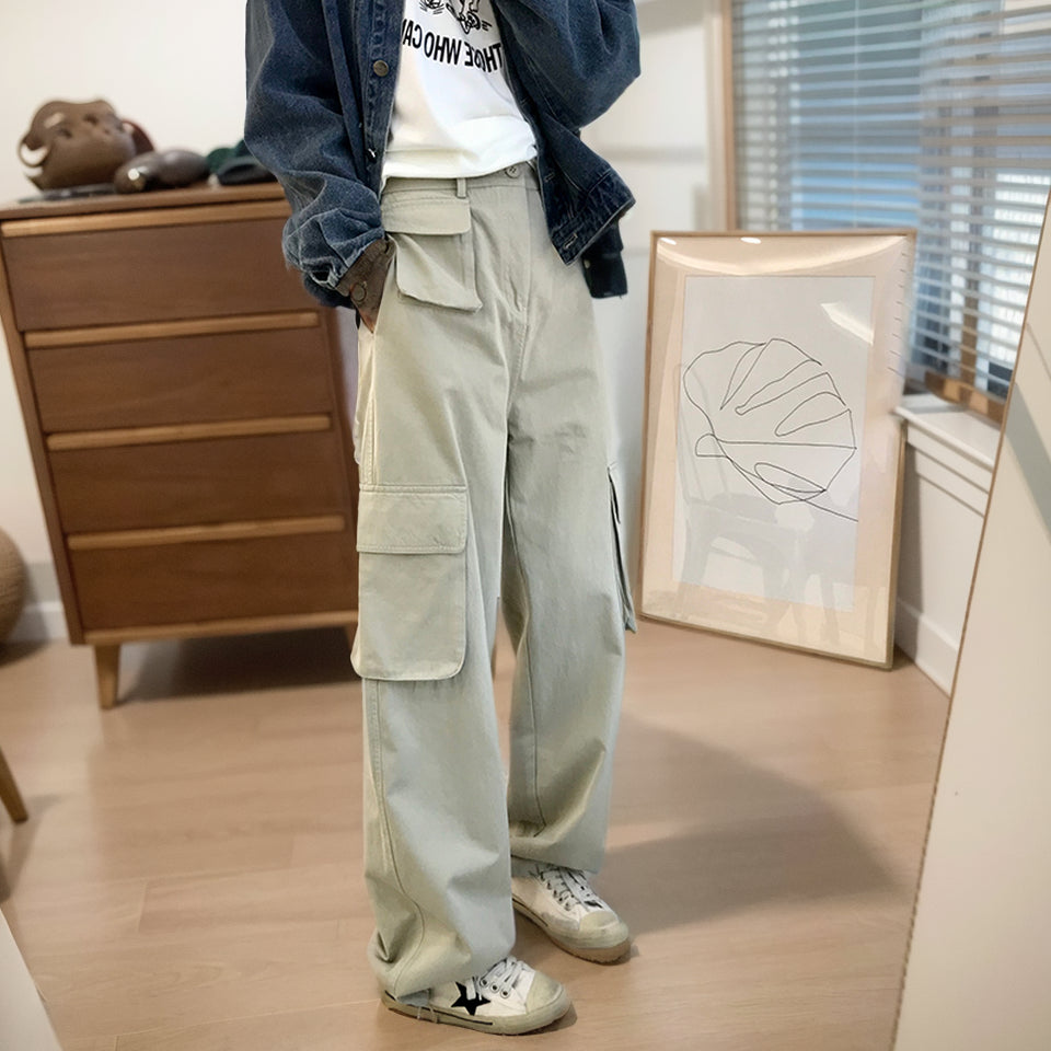 Trousers Japanese Style Spring Loose K-style High Waist Drawstring