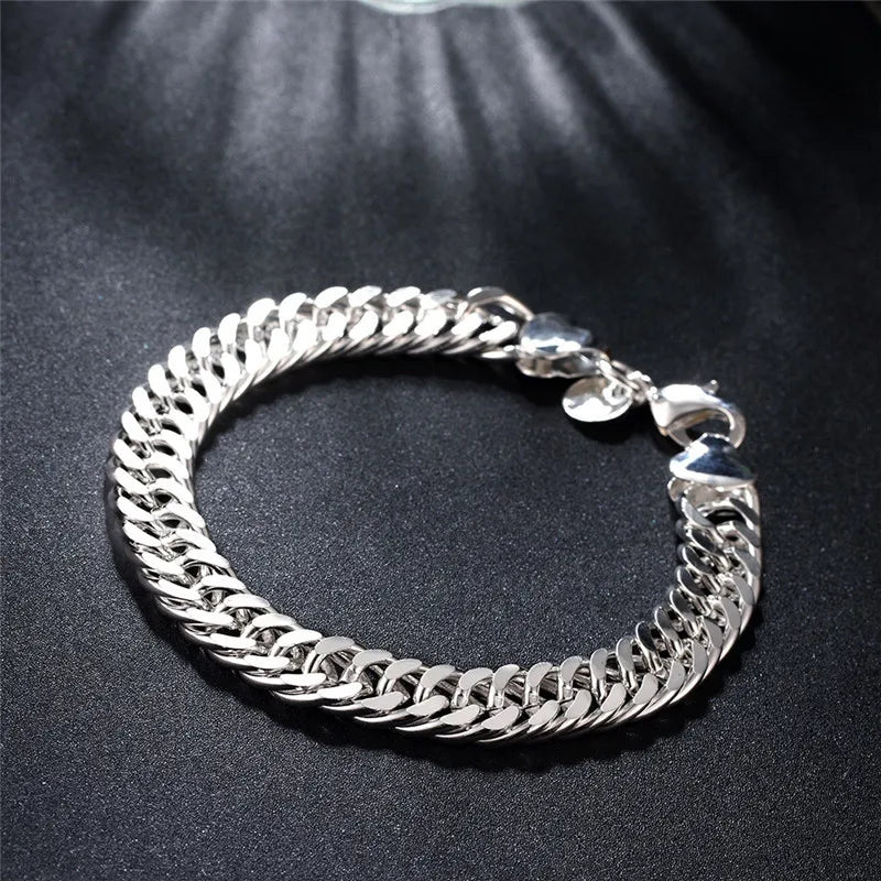 Whelesale 925 Sterling Silver Noble Nice Chain Solid Bracelet For Women Men Charms Party Gift Wedding Fashion Jewelry