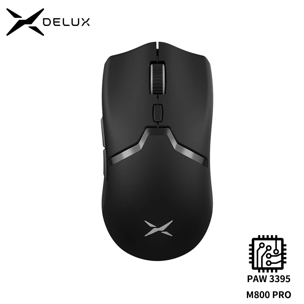 Delux M800 PRO PAW3395 Wireless Gaming Mouse Bluetooth Tri-Mode Connection 26000DPI Huano Pink Switches Macro Mice For PC Gamer