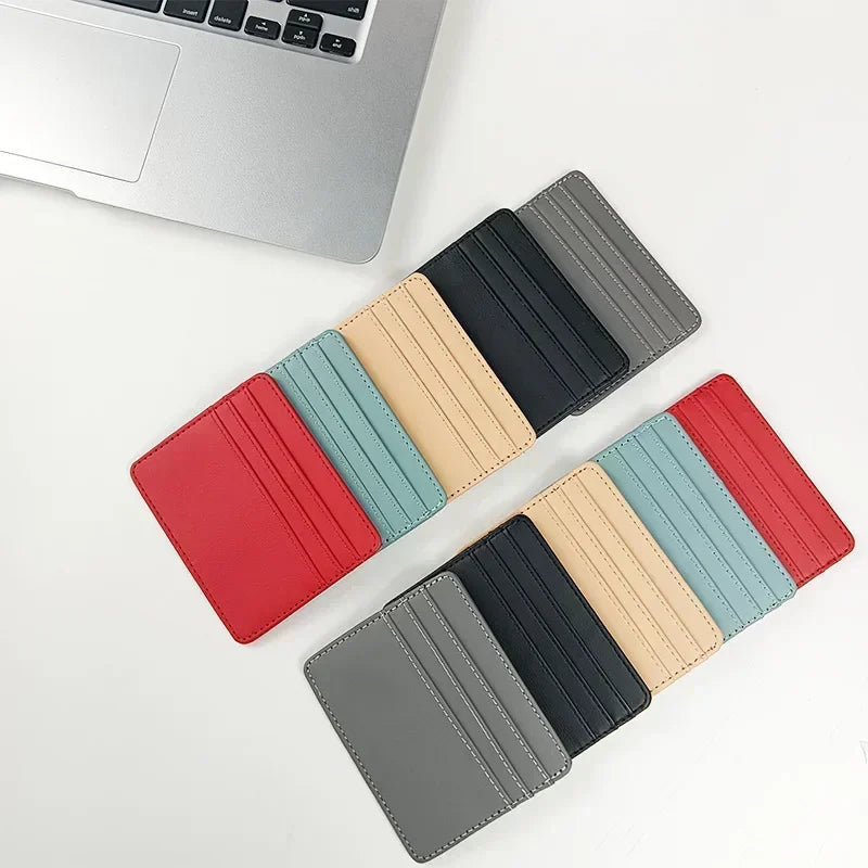 1Pcs Pu leather ID Card Holder Candy Color Bank Credit Card Box Multi Slot Slim Card Case Wallet Women Men Business Card Cover