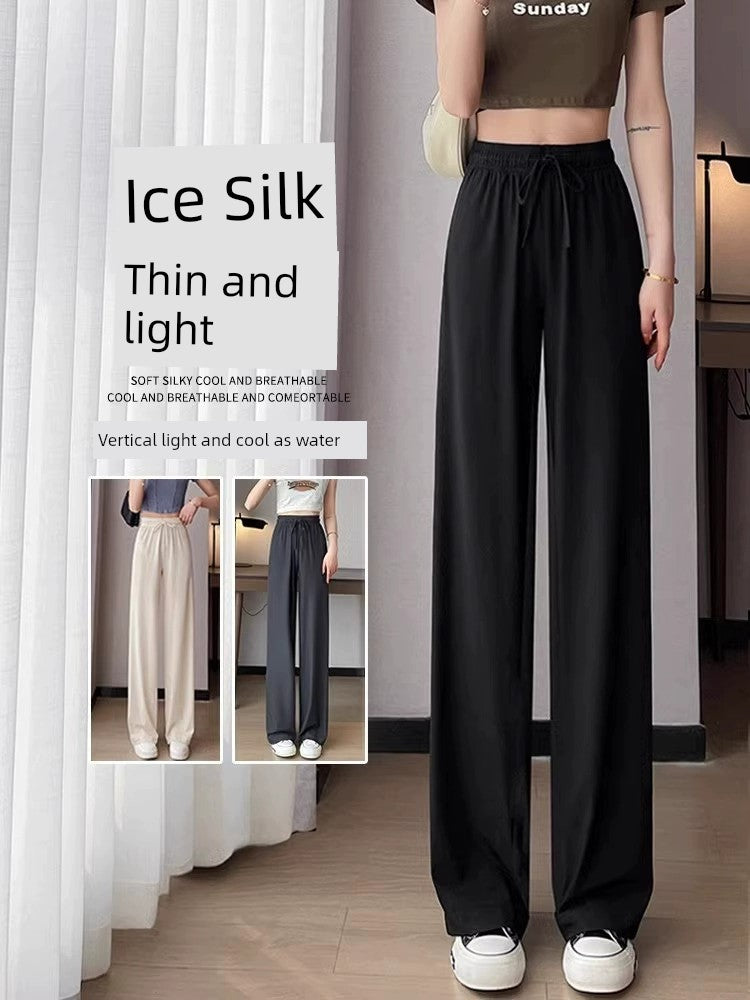 150.00kg plus Size Ice Silk Summer Thin Wide-Leg Pants