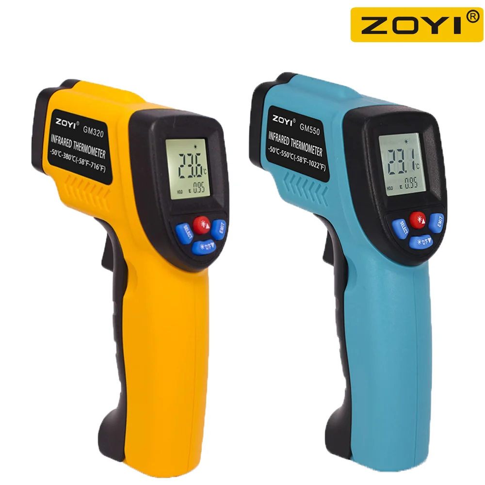 Digital Infrared Thermometer Laser Temperature Meter Non-contact Pyrometer Imager Hygrometer IR Termometro Color LCD Light Alarm