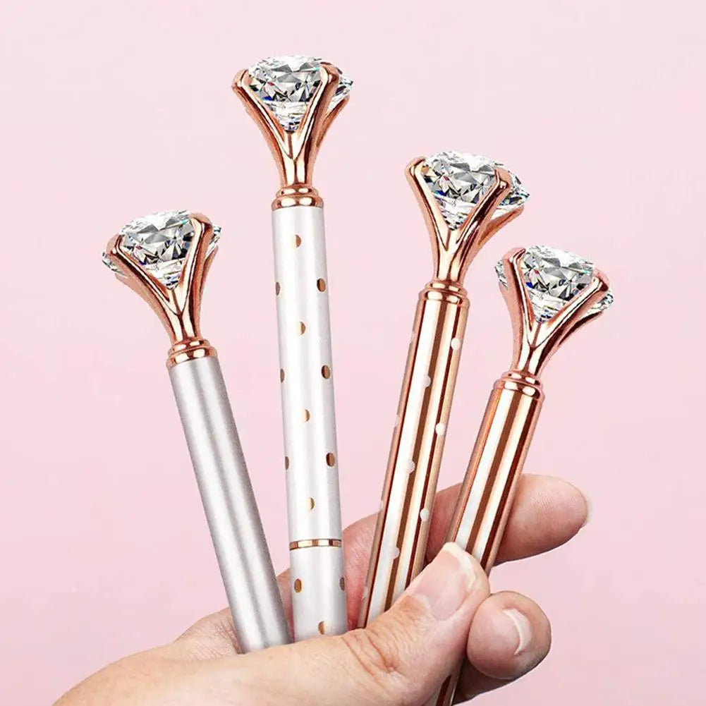 Large Diamond Crystal Pen Ballpoint Pen Student Stationery Office Business Gifts 1.0mm Metal Nib Rhinestone Pen Ball Point Pen