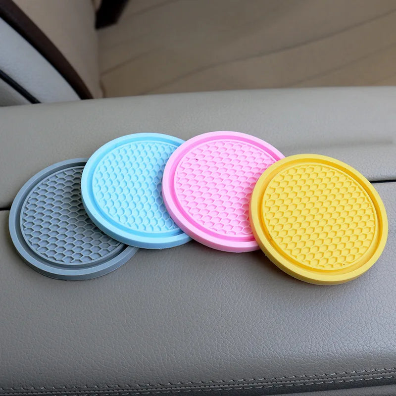 Car Coasters PVC Travel Auto Cup Holder Insert Coaster Anti Slip Vehicle Interior Accessories Cup Mats