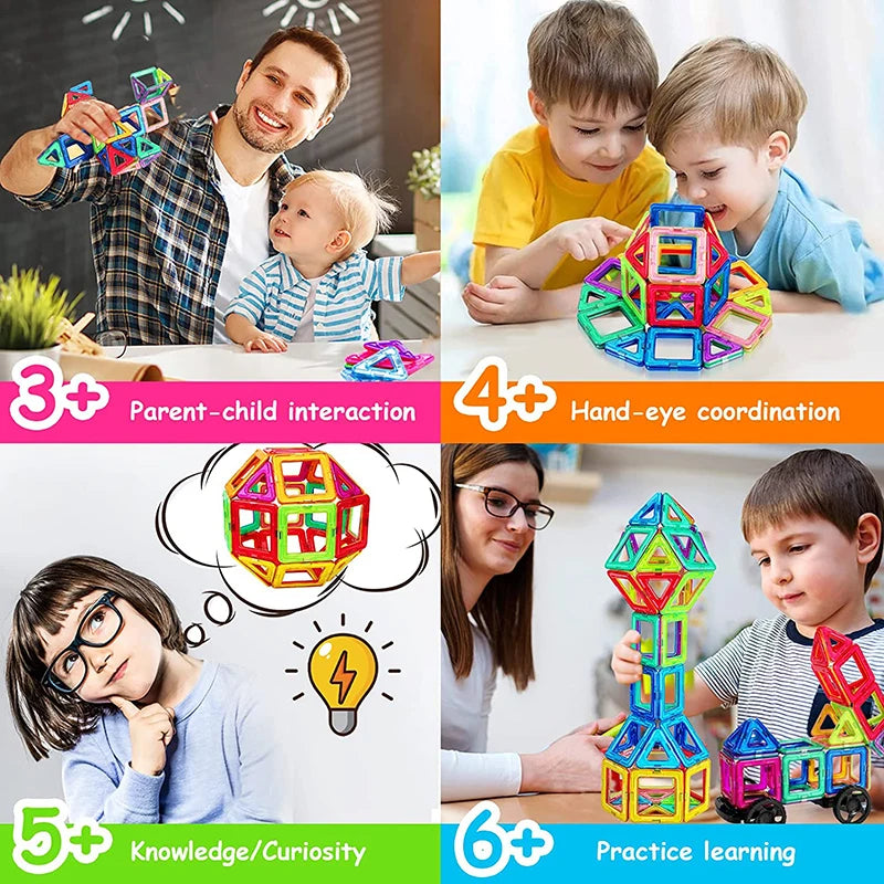 Magnetic Building Blocks Big Size and Mini Size DIY Magnets Toys for Kids Designer Construction Set Gifts for Children Toys