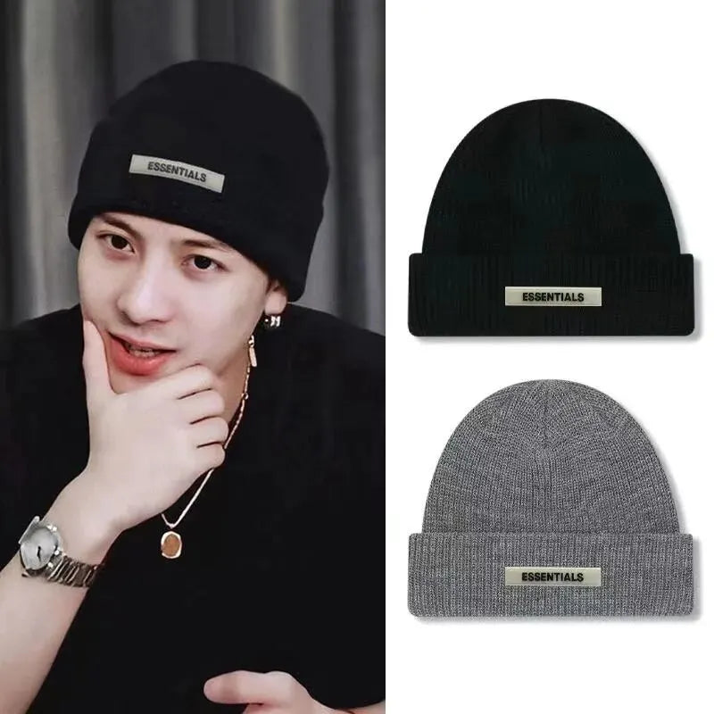 Knitted Hats For Women Black Hat Winter Mens Caps Women For Ladies Knitted Thick Cap Chaopai Woolen Landlord Guapi Hat