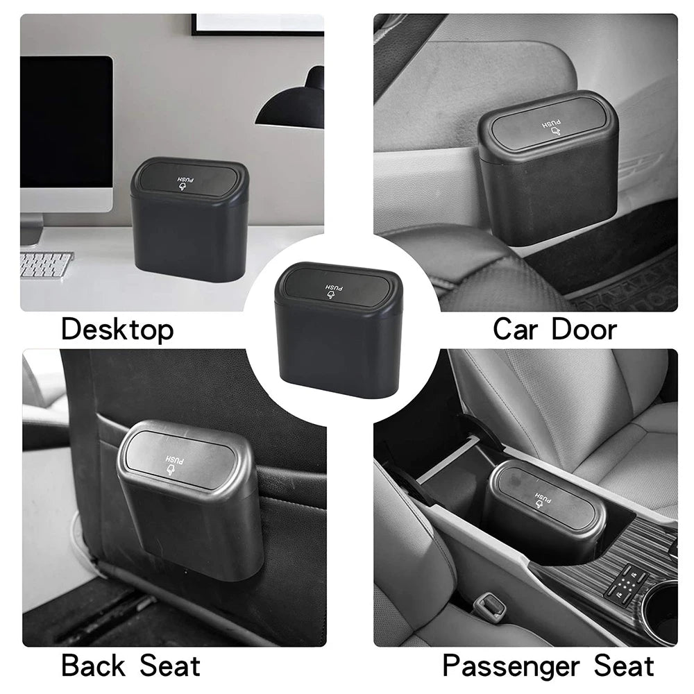 Portable Hanging Mini Car Trash Can,Wastebasket Trash Can with Lid, for Car Office Home,Auto Storage Bin Accessories