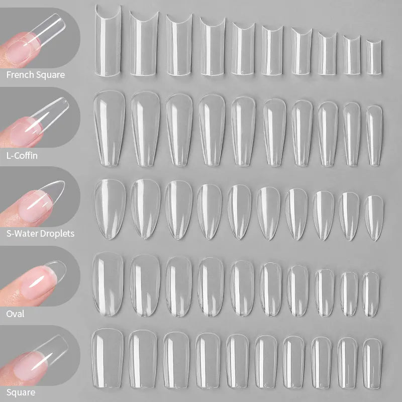 Nail Art Press on False Nails Fake Nails Coffin Gel Nails Extension System Full Cover Short Nail Soft Gel Tips Accessories Tool