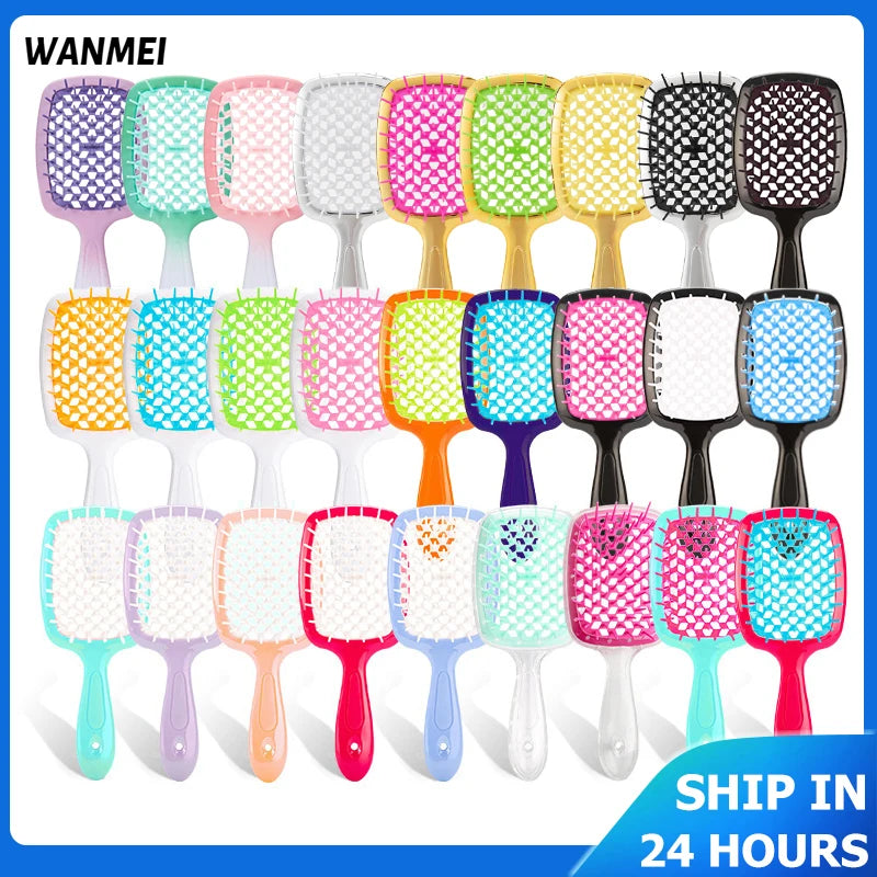 janeke hair brush Scalp Massage unbrush detangling hair brush mini Hairbrush Dry Wet Hollow Comb Salon DIY hair styling Tools