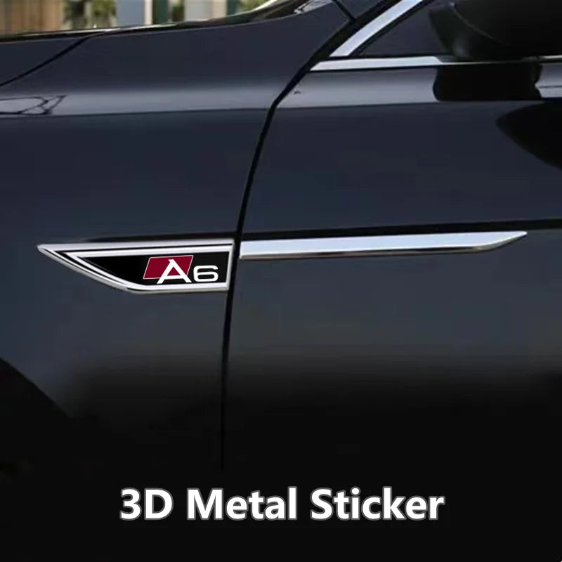 Car Body Protective Sticker 3D Metal Car Emblem Logo Fender Blade Decal Badge For Audi A3 A4 A5 A6 A7 A8 Q3 Q5 Q7 Q8 accessories