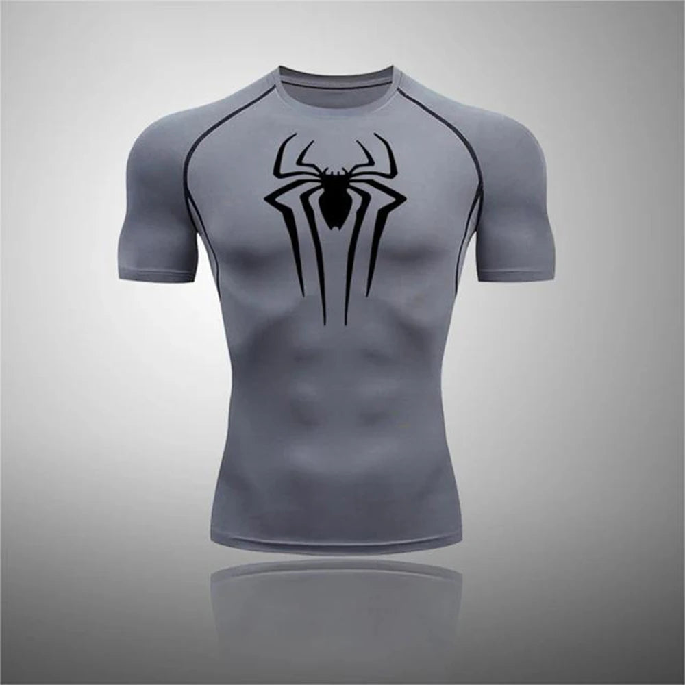 Printed Men's Athletic Compression Shirts Athletic Quick Dry Breathable Rash Guard Athletic Tight Workout Tops Summer Men