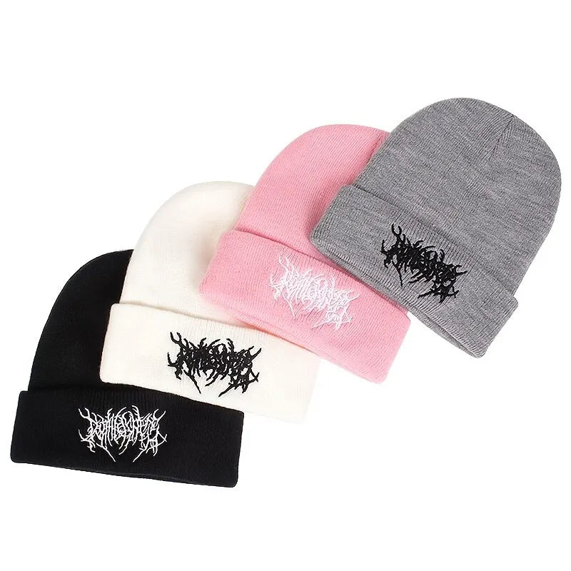 Unisex Stripe Embroidery Beanies Autumn Winter Warm Hat Hip Cap Beanie Hat Caps for Women Men