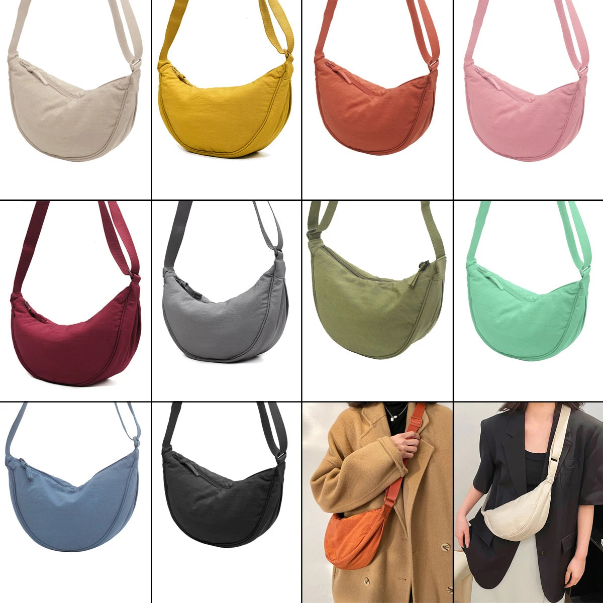 Nylon Hobos Chest Shoulder Bag Large Capacity Travel Crossbody Half Moon Belt Messenger for Women Bags Dropshipping / Wholesale