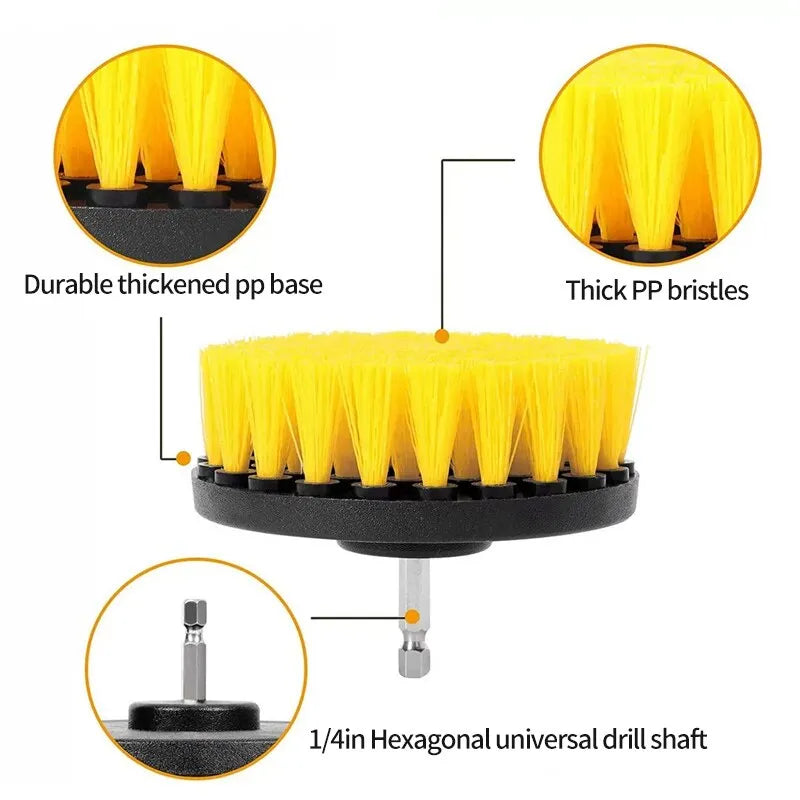 12pcs Electric Drill Brush Head Cleaning Household Universal Tools Floor Tile Polishing Kitchen Bathroom Car Wash Descaling Set