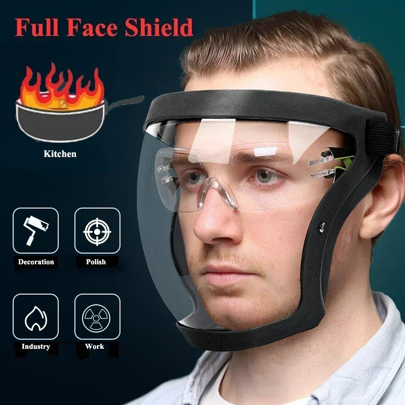 Protection Face Cover Oil-splash Proof Mask Motorcycle Bicycle Cycling Dusting Mask Full Face Shield Kitchen Tool with Filters