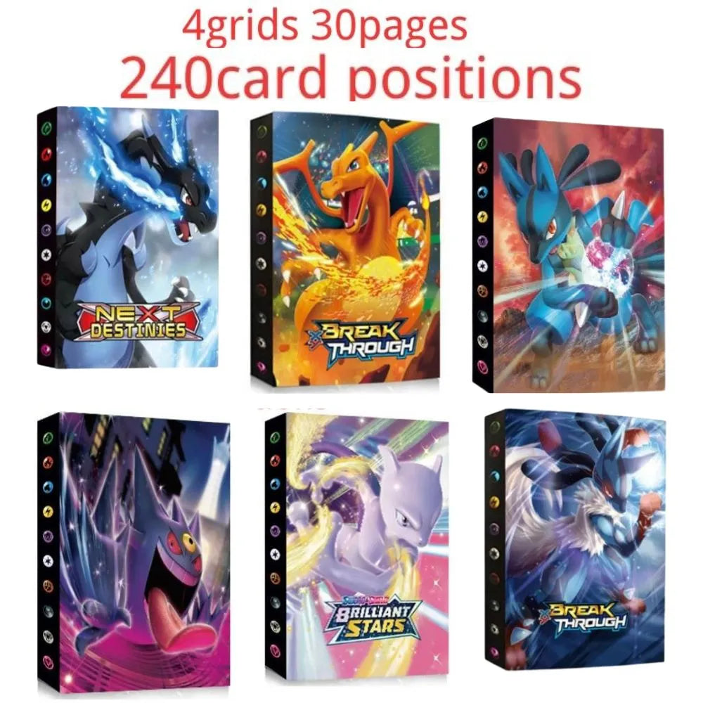 240Pcs Holder Album Toys Pokemon Anime Card Collections Mewtwo Charizard Book Game Card Binder Folder Children Loaded List Toys