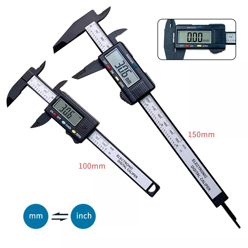 100mm 150mm Electronic Digital Caliper 6 Inch Carbon Fiber Vernier Caliper Gauge Micrometer Measuring Tool Digital Ruler