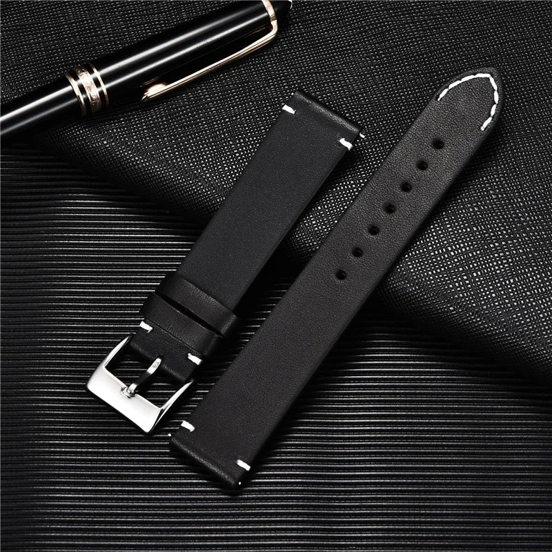 Quick Release Leather Watchbands 18mm 20mm 22mm 24mm Casual Belt Smart Watch Strap Soft Matte Bracelet Wrist Watch Band