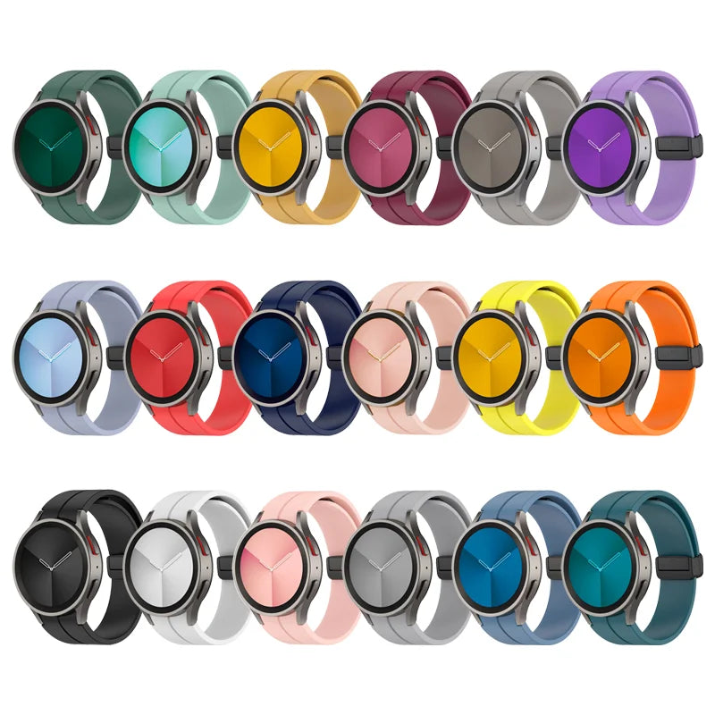 Original Silicone Strap for Samsung Watch 5/4 44mm 40mm Watch 5 Pro 45mm Magnetic Buckle Band for Galaxy Watch 4 Classic 42 46mm