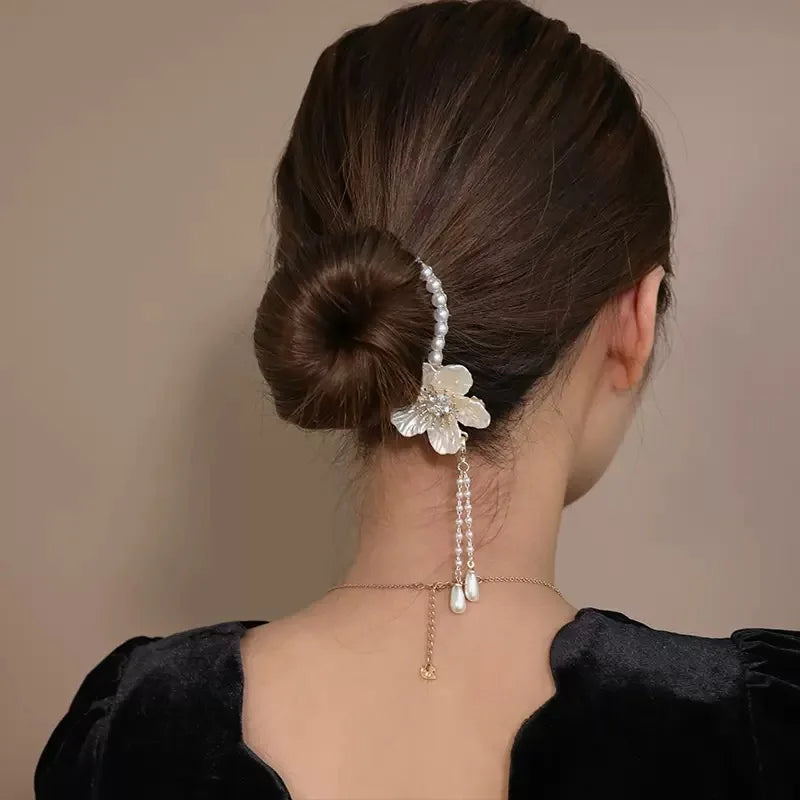 Pearl Rhinestone Hair Claw Clips Flower Horsetail Buckle Bun Ponytail Holder Hair Clip Women Female Hair Accessories